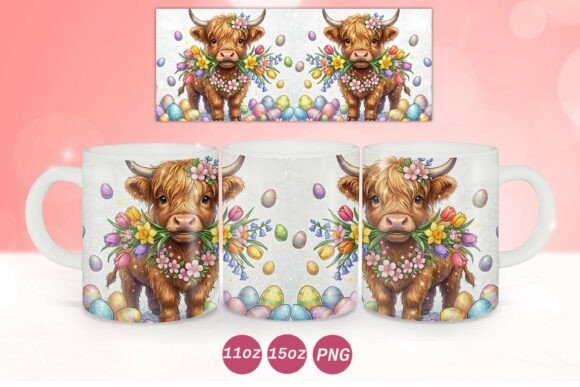 Download Easter Highland Cow Mug Wrap PNG - Mug Collection