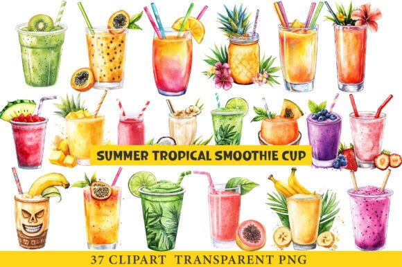 Download Summer Tropical Smoothie Cup Clipart - Premium Resources