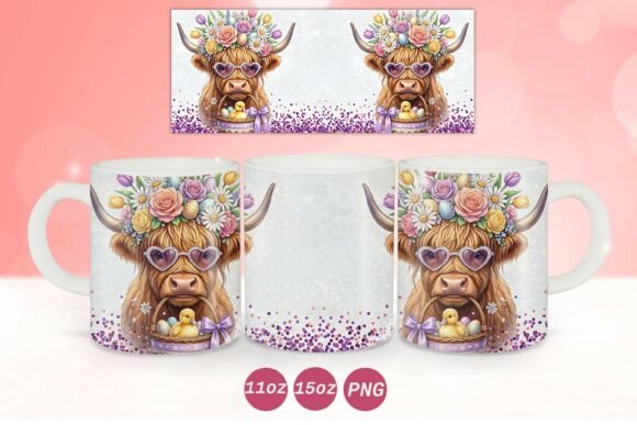 Download Easter Highland Cow Mug Wrap PNG - Mug Collection
