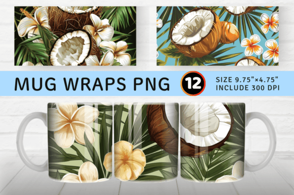 Download Coconut Flower Garden Tropical Mug Wrap - Mug Collection