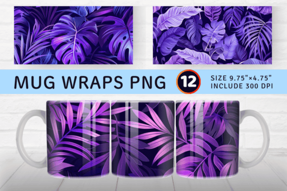 Download Purple Tropical Leaves Floral Mug Wrap S - Mug Collection