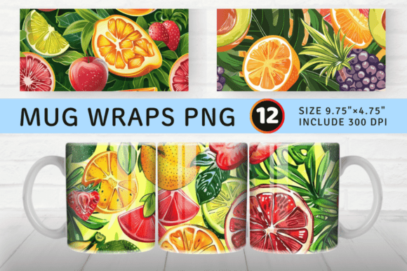 Download Summer Tropical Fruit Mug Wrap Sublimati - Mug Collection