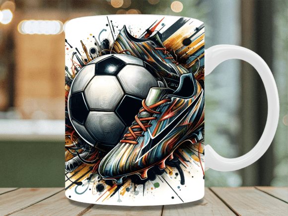 Download Abstract Soccer Ball Cleats Mug Wrap - Mug Collection