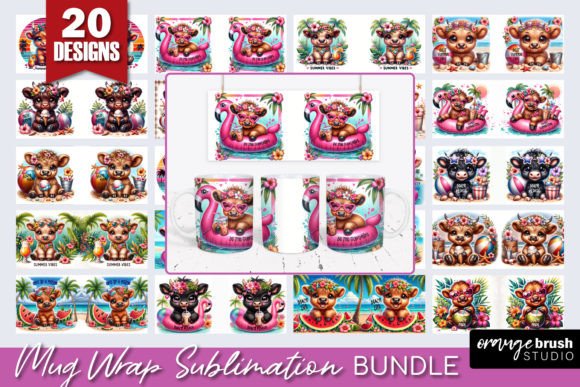 Download Beach Highland Cow Mug Wrap Bundle - Mug Collection