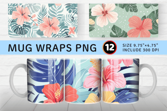 Download Pastel Tropical Flowers Mug Wrap Sublima - Mug Collection
