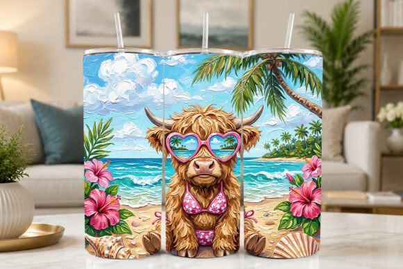 Download Beach Highland Cow in Bikini 20oz Skinny - Beach highland cow Collection