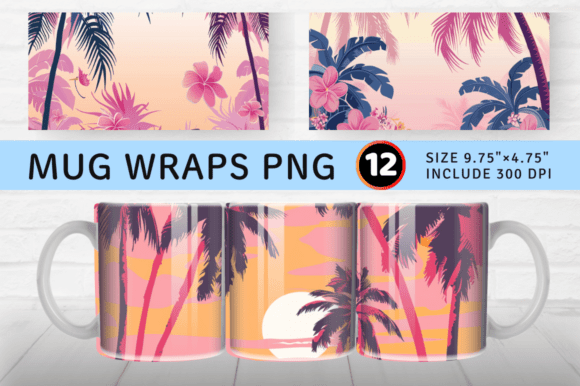Download Pink Tropical Island Mug Wrap Sublimatio - Mug Collection