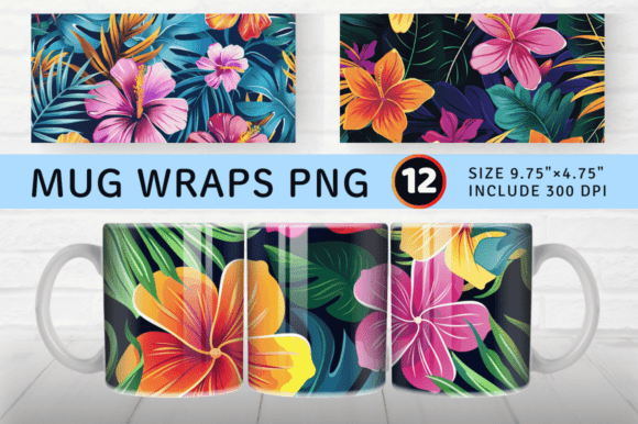 Download Bright Tropical Flowers Mug Wrap Sublima - Mug Collection
