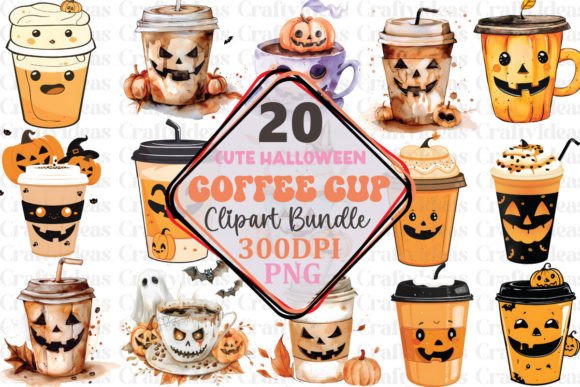 Download Cute Halloween Coffee Cup Clipart - Premium Bundle