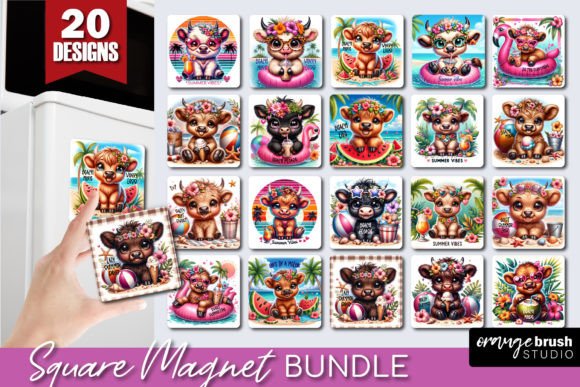 Download Beach Highland Cow Magnet Bundle - Beach highland cow Collection