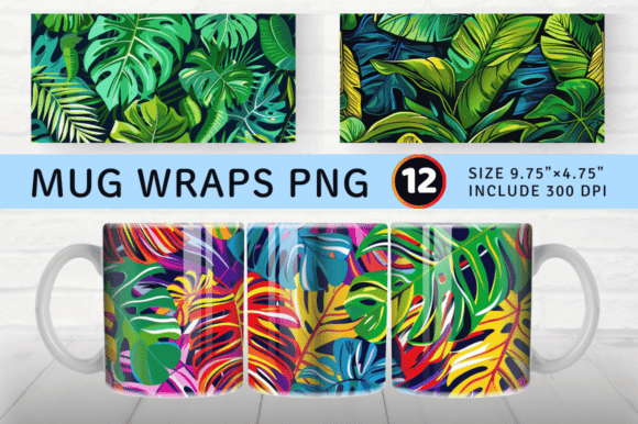 Download Summer Tropical Leaves Mug Wrap - Mug Collection